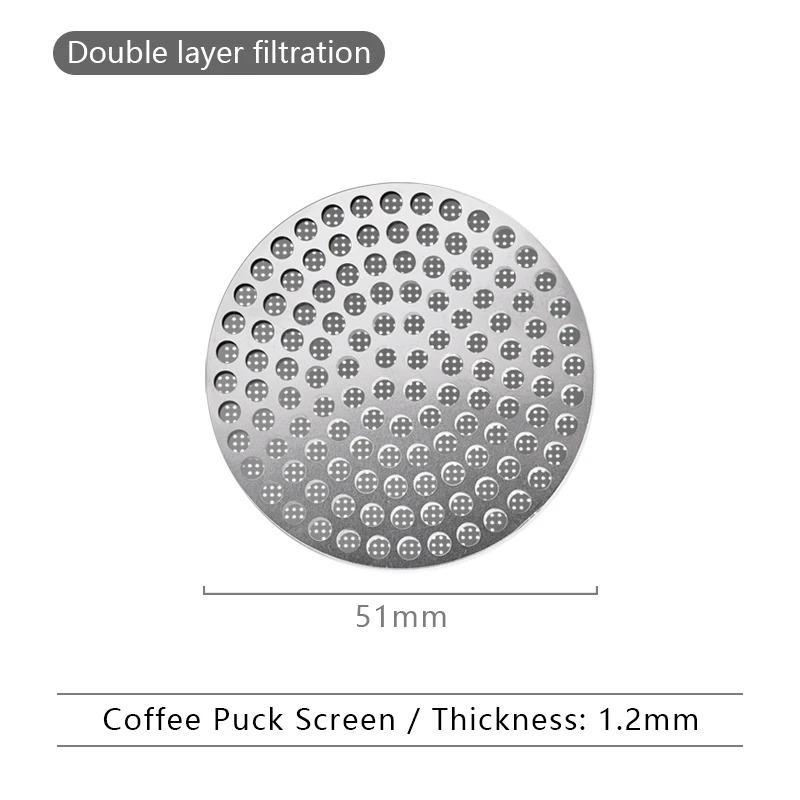 51/53/58mm Opakovaně použitelný sítko na kávový puk 304 Nerezová ocel Dvouvrstvý kávový filtr Jemná síťka Profesionální espresso příslušenství