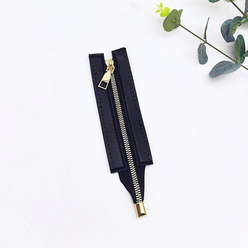 15cm Metal Zippers 5cm Wide PU Gold Close-end Wear Resistant for Handbag Shoulder Bag DIY Sewing Leather Craft Accessories
