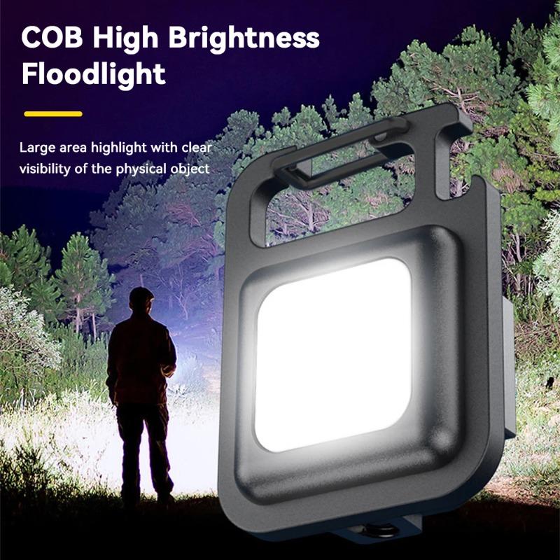1pc Mini Keychain Work Light Flashlight with 4 Lighting Modes, Keychain Light Emergency Light Mini Flashlight with Magnetic Base