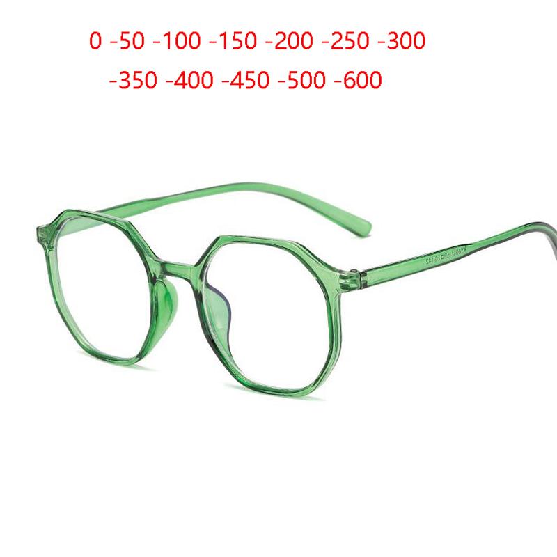 0 To -6 0 Lightweight Polygon Prescription Eyeglasses For Women Men Fashionable Myopia Glasses Students