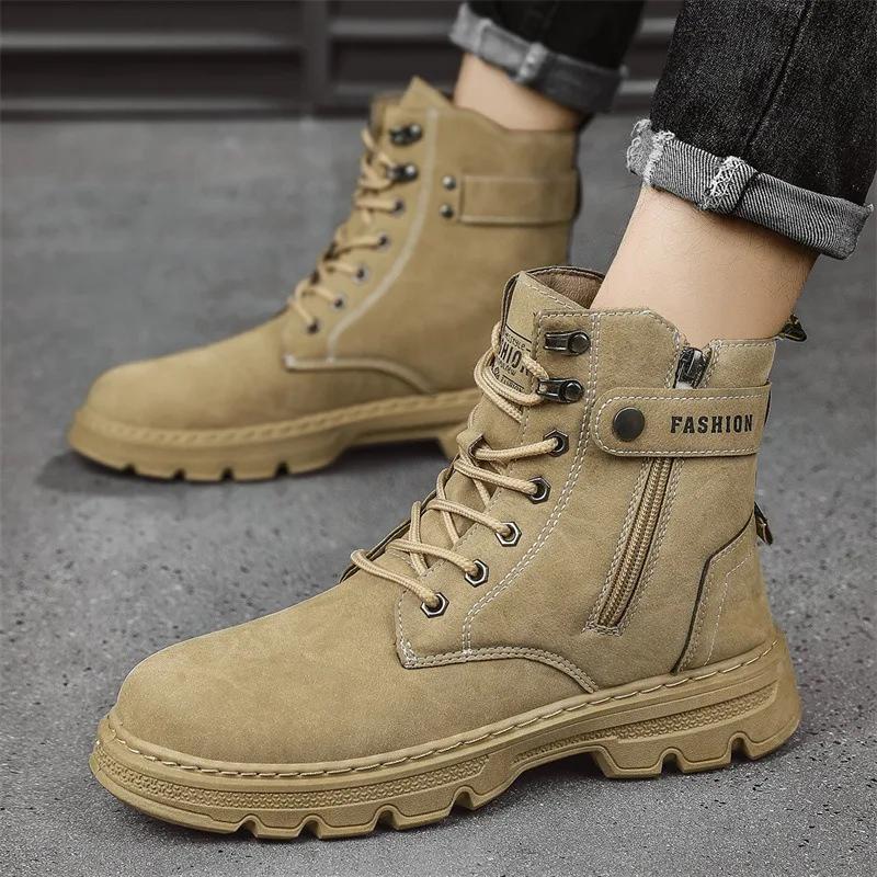 Men's Boots Fashion Casual High Top Boots Waterproof Leather Boot Winter Plush Warm Winter Boots for Men Ankle Boot Botas Hombre