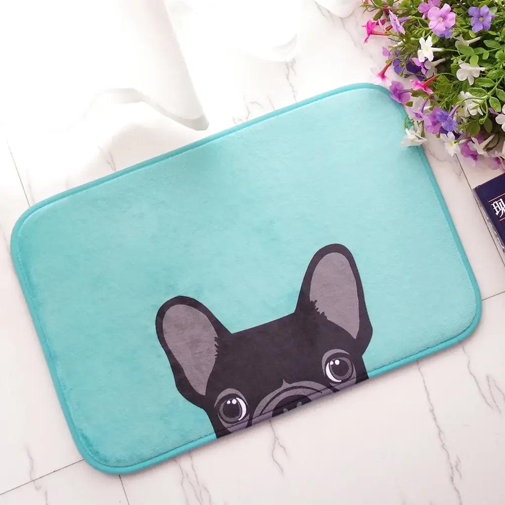 Funny Boston Terrier Dog Doormat Indoor Anti-Slip Suede Carpet Entrance Rug for Living Room Bedroom Kitchen Bathroom Door Mats