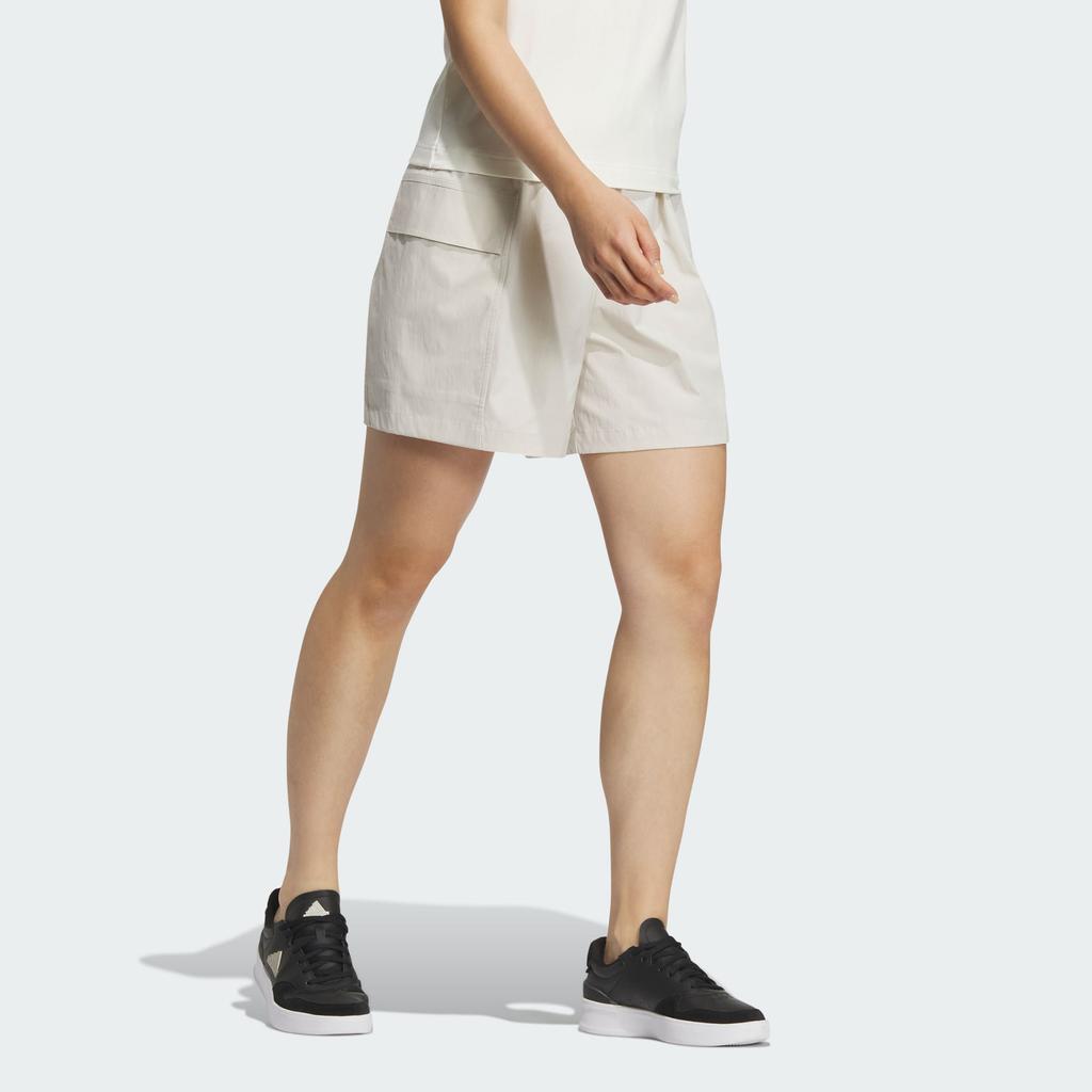 Adidas Verbiage Woven Shorts With Elastic Mid Waist And Small Letter Print Women Shorts Clay-Brown JN7776