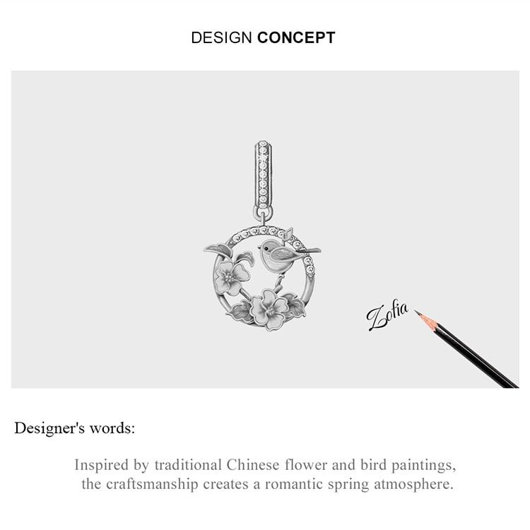 WOSTU Bunte Vögel Blumen Blätter CZ Anhänger Frühling Charm passen Original Armband Schmuck Zubehör DIY Herstellung