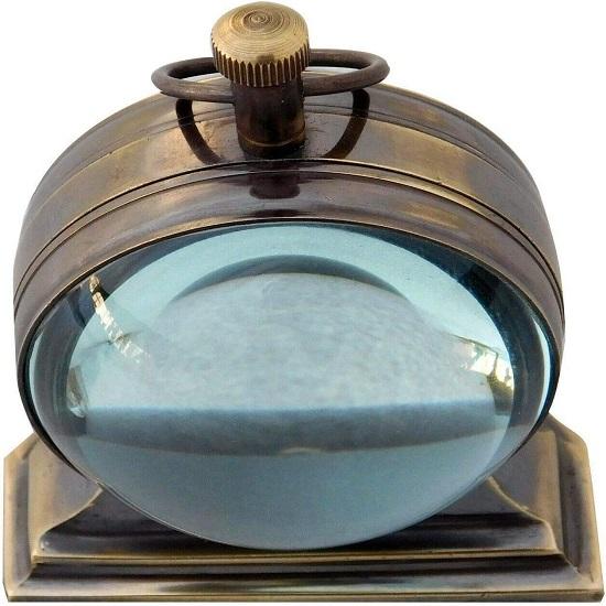 Brass Vintage Nautical Desk and Shelf Clock with Magnetic Compass, Numeric White Dial, Antique Finish for Study Table, Office
