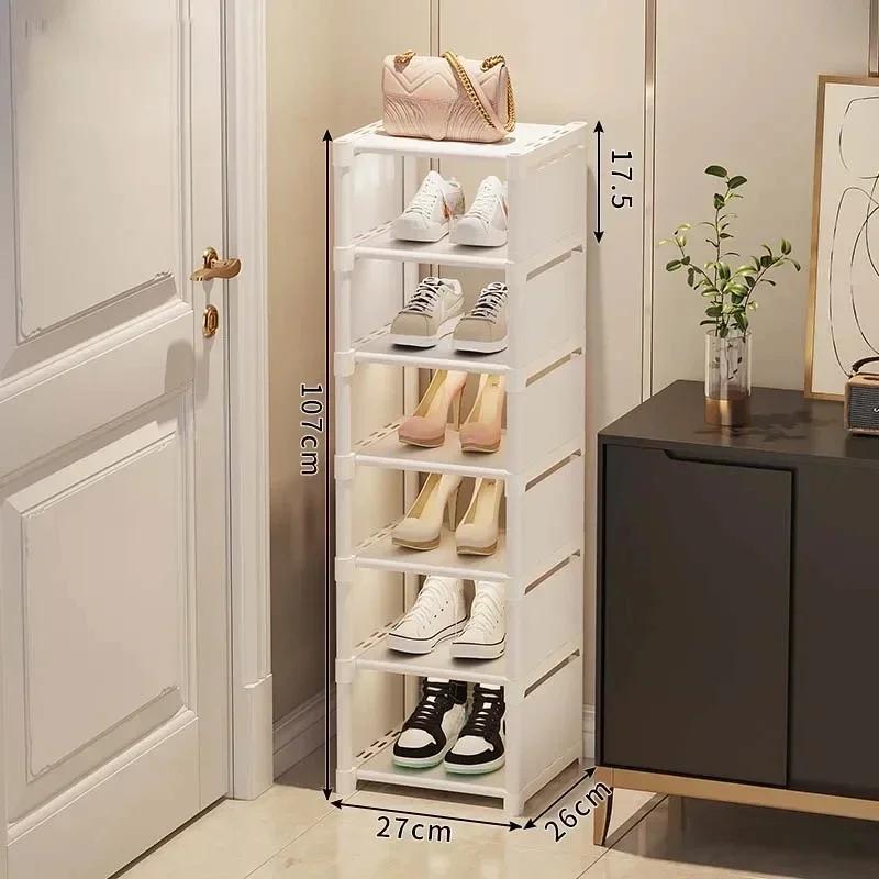 Stackable Multilayer Shoe Rack Narrow Shape Sneakers Shoe Storage Save Space Doorway Corner Shoe Rack Large Capacity Shoe Stand