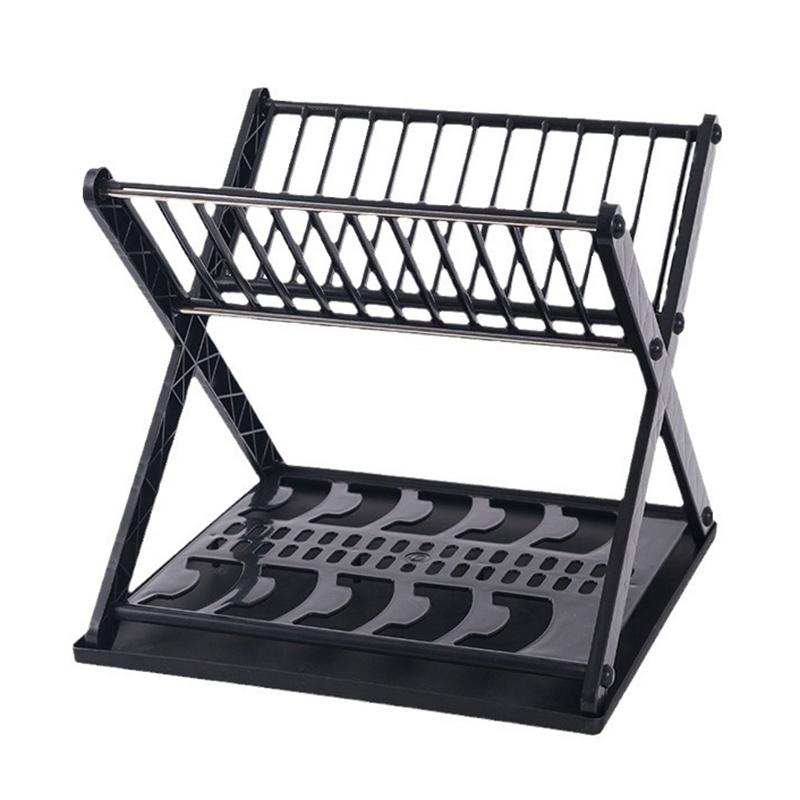X-Type Plastic Bowl Rack Kitchen Double-Layer Storage Rack Household Bowl Tray Drain Rack Multi-Functional Dish Storage Rack