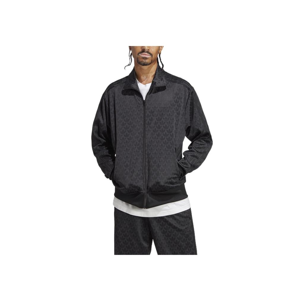 Adidas Originals All Over Logo Print Stand Collar Jacket Men Jacket Black HZ4155