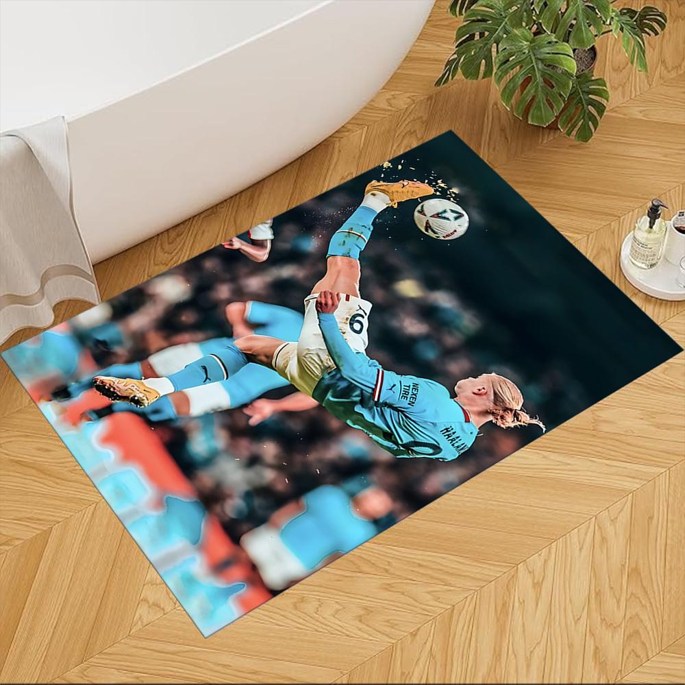 Erling Haaland Football Action Anti-slip Rug Compact Foldable Construction Water-resistant & Washable Office & Lounge Rug Retro American Style