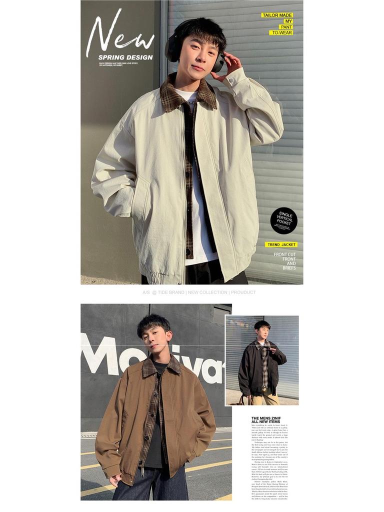 Men's Spring 2025 Loose Fit Lapel Jacket: Wear-resistant, Plus Size, Free Shipping