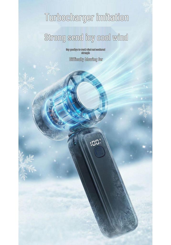 Foldable Handheld Mini Fan with Digital Display for Outdoor Cooling
