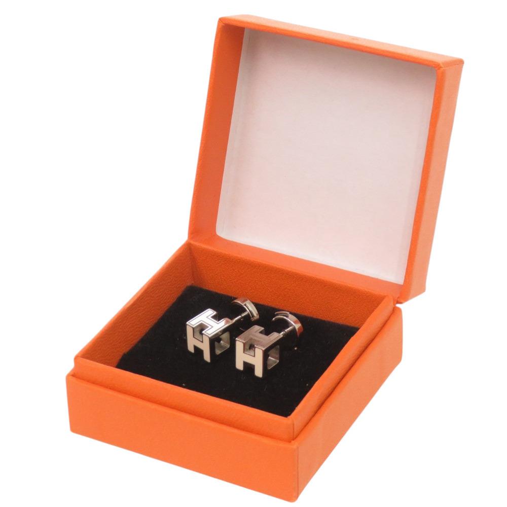 Used AUTHENTIC HERMES Cardue H H-cube Pierce Creme