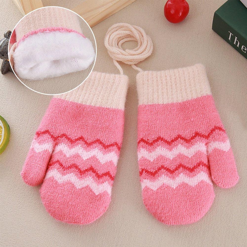 Warm Kids Winter Gloves Windproof Knitted Gloves Cute Children Mittens for 0-3 Years Old Toddler