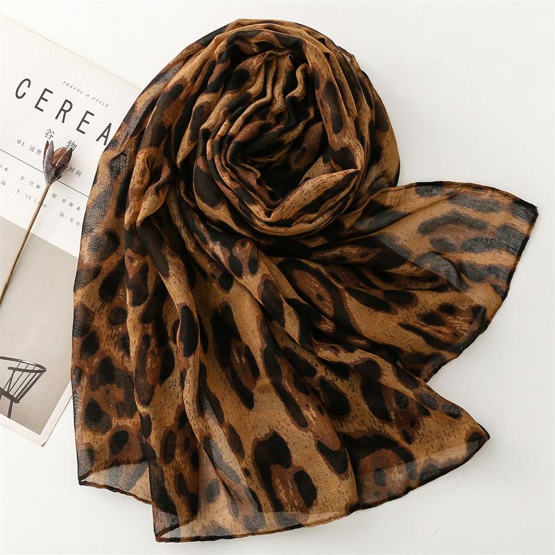 Winter Soft Thin Sexy Leopard Cotton Viscose Shawl Scarf Lady High Quality Print Pashmina Stole Bufandas Muslim Hijab 180*90Cm