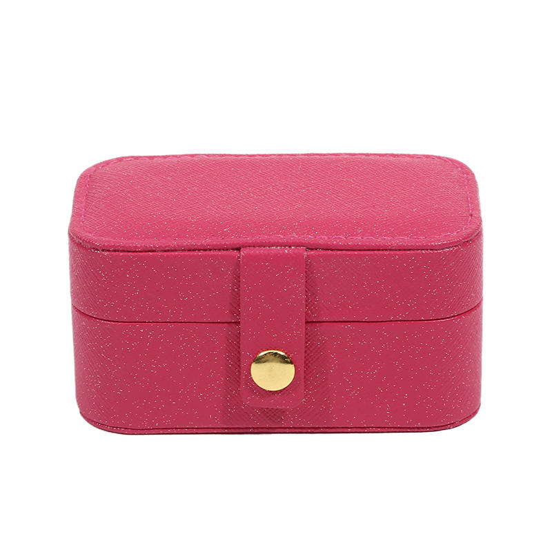 Simple PU Leather Jewelry Storage Box Mini Solid Color Jewelry Display Case Packing Portable Ring Necklace Case Girls