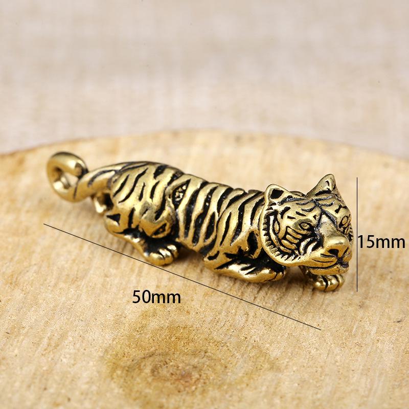 Porte-clés rétro en laiton avec animaux du zodiaque - Pendentif clé simple et mignon