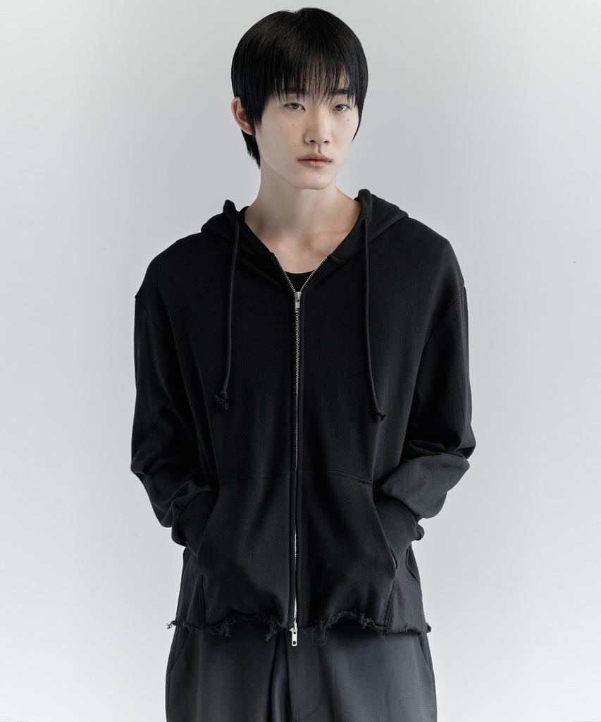 Kiryu Cut Off Hoddie Zip Up_Black
