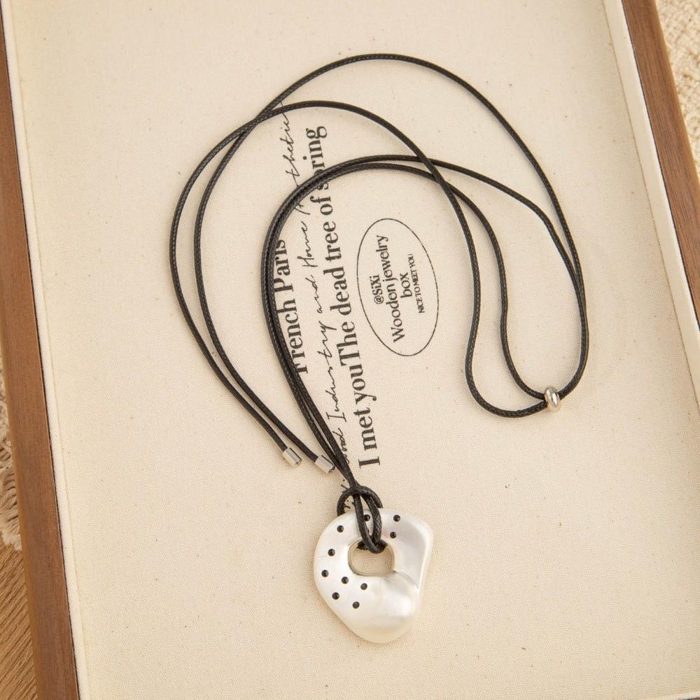 Polka Dot Charm Long Sweater Chain Heart Pendant Sweater Necklace Heart Pendant Necklace  For Women