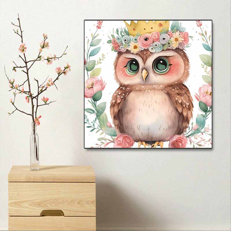 New Arrival 5D DIY Full Circle Diamond Painting "Painted Owl" Embroidery Cross Stitch Home Decor Gift