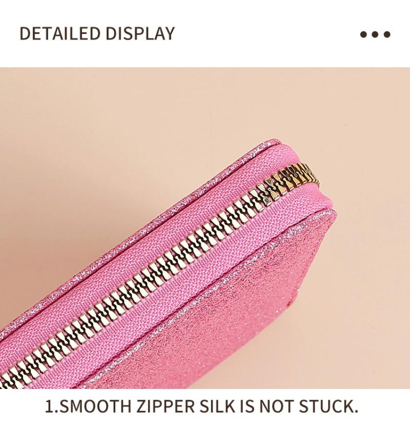 Vysoce kvalitní KPop Lovci démonů Dlouhá peněženka Dámské peněženky na zip Sequin Bling Koženka Kapsa na mince Držák na ID Kartu Dámské Clutch Peněženky