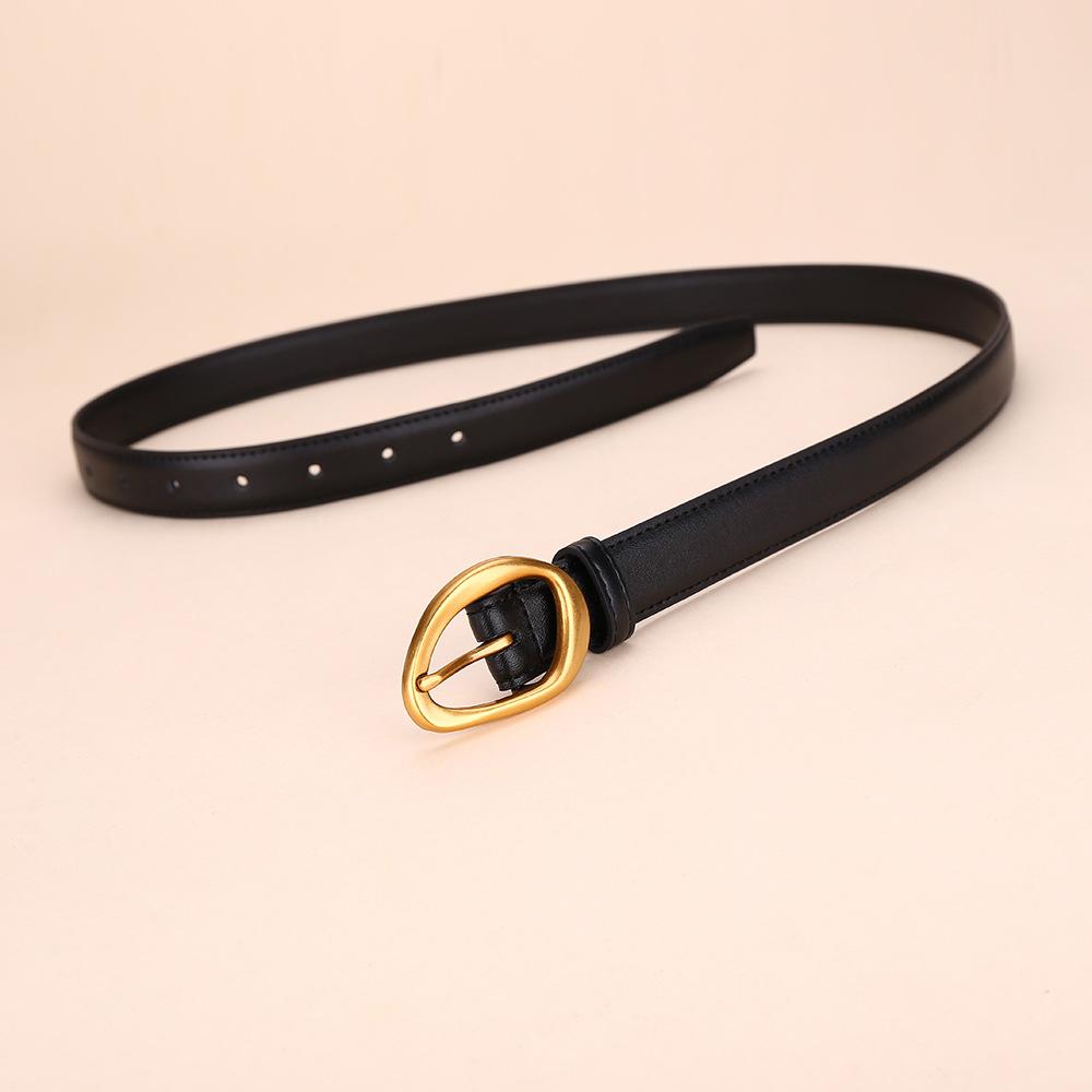 Belt Cowhide Fine Belt Women'S Quality Leather Cowhide Clothing Belt Neutral