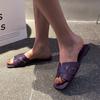 Women's Solid Color Square Head Slip-On Slippers - Breathable, Flat Design for Home, European & American Style