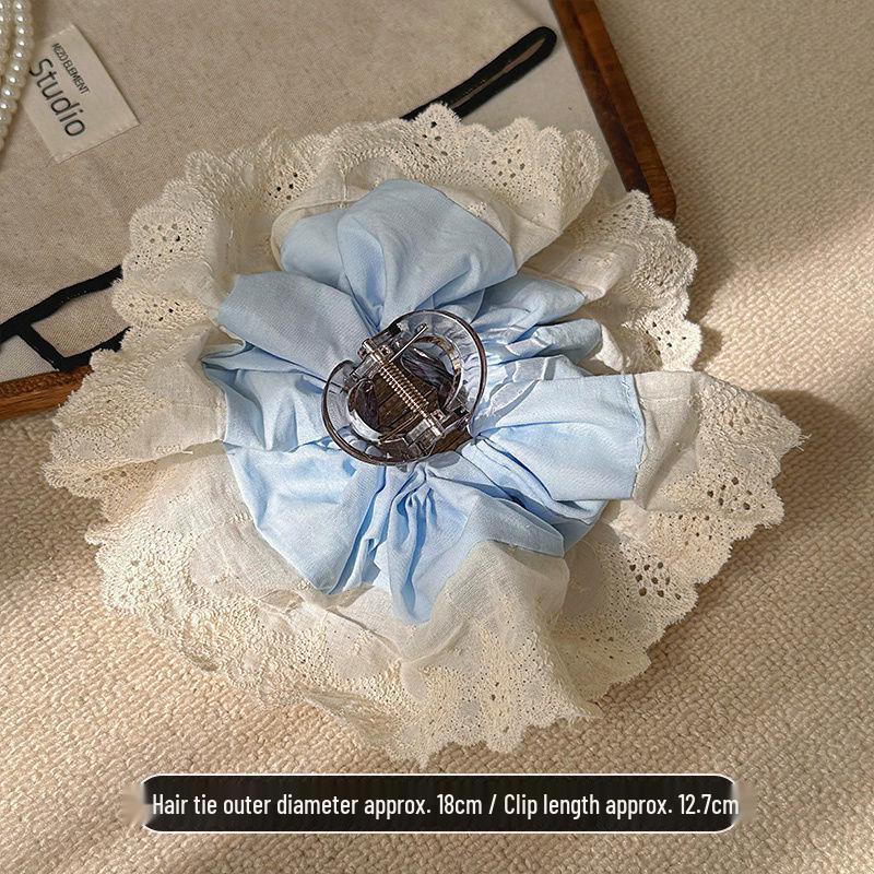 Elegant Korean Floral Lace Hair Claw Clip - Versatile and Sweet Women s Accessory синий