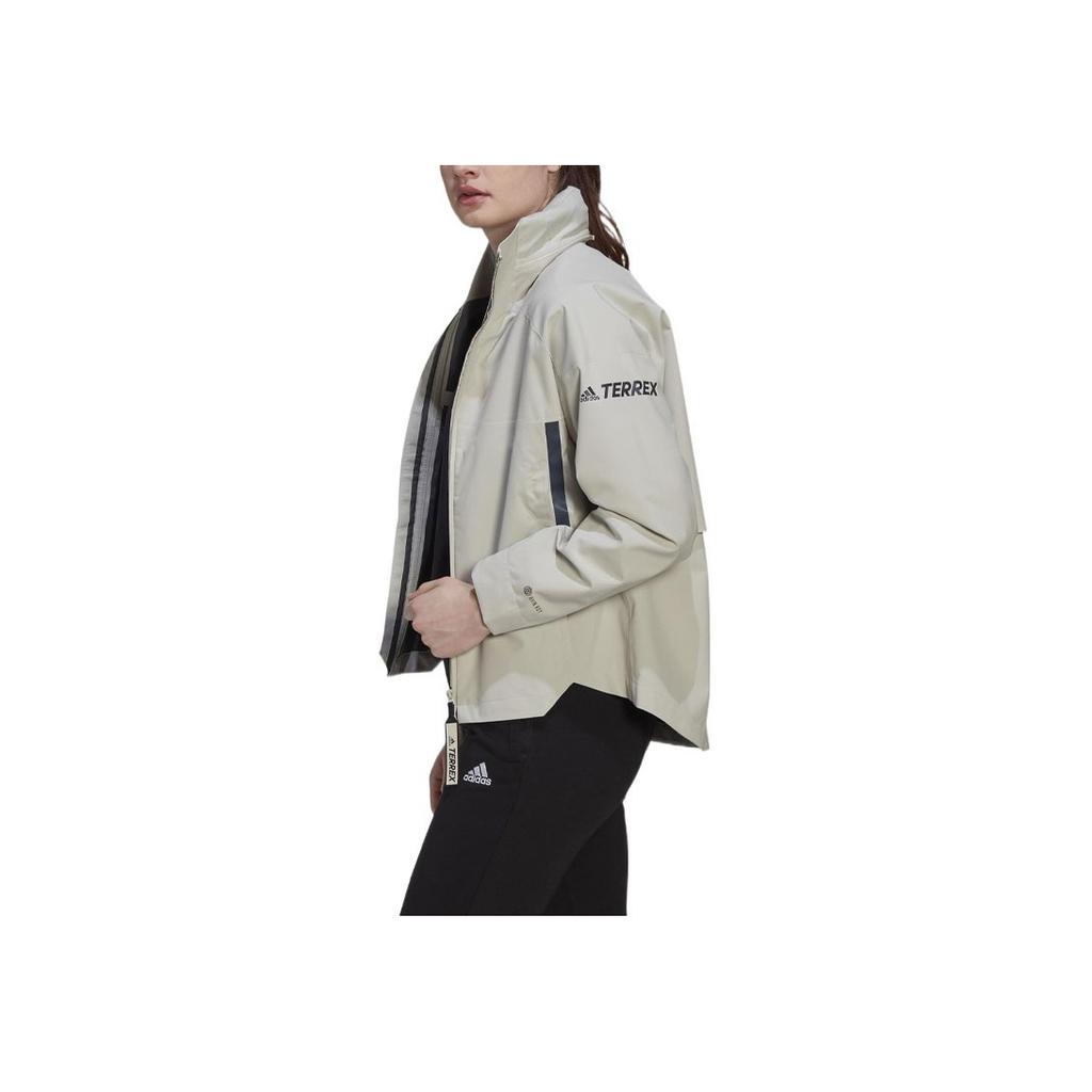 adidas Terrex CW Myshelter RR Printed Zip-Up Hooded Jacket Women Outerwear Grey HG6024