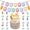 Creative Easter Party Decorations Cute Happy Easter Decor Handmade Rabbit Egg Banner  Cake Supplies