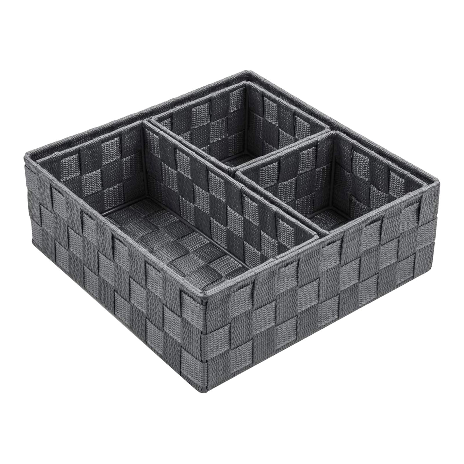 

Cosmetic Organizer Box Hand Woven Desktop Storage Box For Makeup Brush Lipstick Nail Polish Jewelry Hair Accessory Storage Tools серый