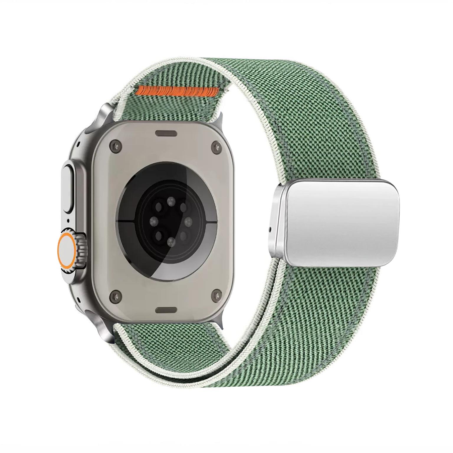 

Nylon loop For Apple Watch Ultra 2 3 band 49mm 44mm 46mm 42mm 45mm 41mm 40mm 38mm Magnetic Bracelet correa IWatch Series 11 10 9 8 7 5 4 SE3 Strap Series11/10 46mm сосна зелений колір