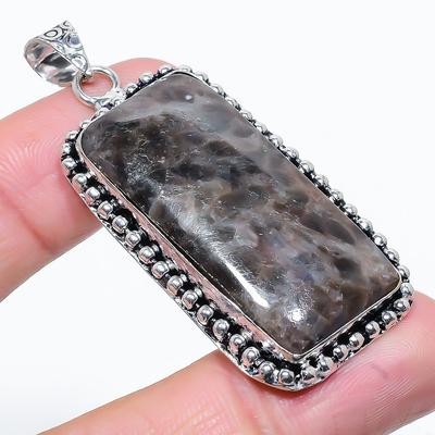 Natural Larvikite Stone Gemstone 925 Sterling Silver Gift Pendant 2.29" C6i84