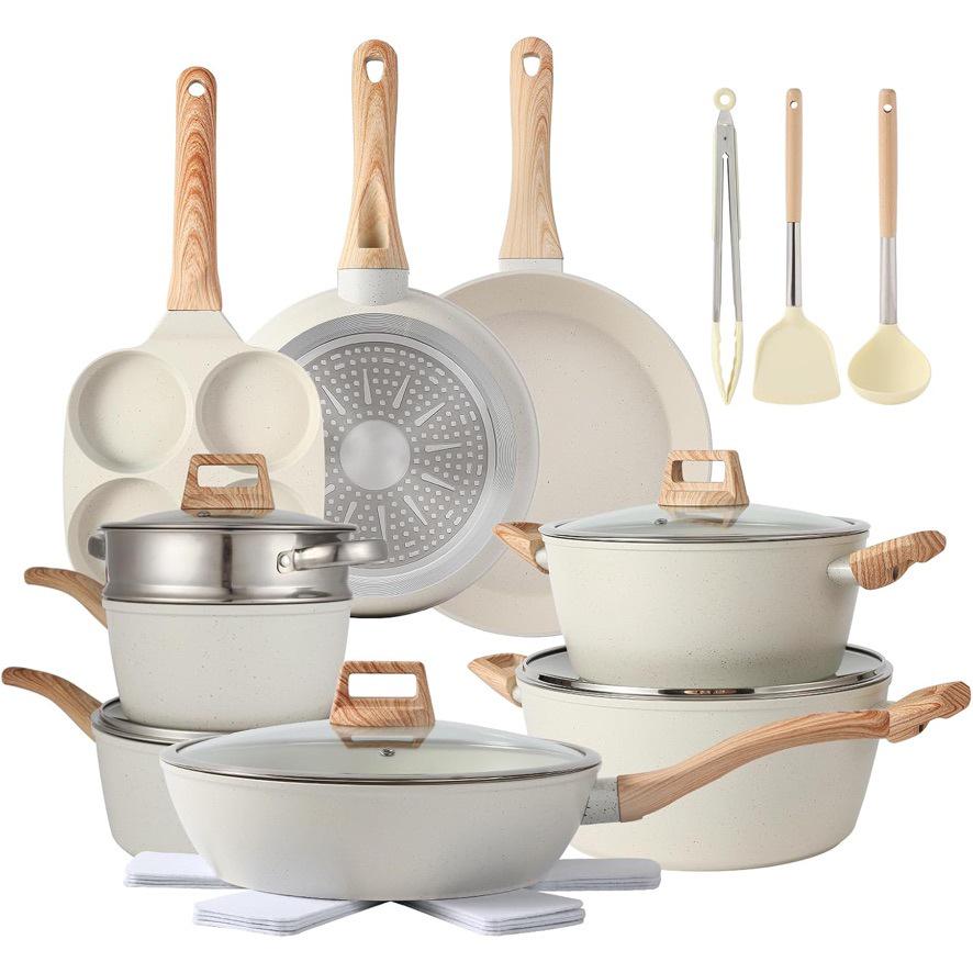 12-teiliges Granit-Kochgeschirrset: Bratpfanne, Wok, Suppentopf und mehr - Ideales Weihnachtsgeschenk!