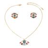 Hip Hop Simple Wind Necklace Earrings Women's Personality Angel's Eye Design Diamond Earrings Versatile Long Necklace