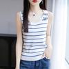 2025 Summer Women's Pure Cotton Striped U-neck Knitted Tank Top