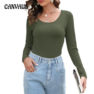 Autumn and Winter Women's Bottoming Shirt Pit Stripe U Collar Temperament Elegant Slim Long-sleeved Bottoming Shirt