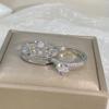 White Copper Hand Decoration Ring Double Layer Crown Women's 2 Piece Combination Ring