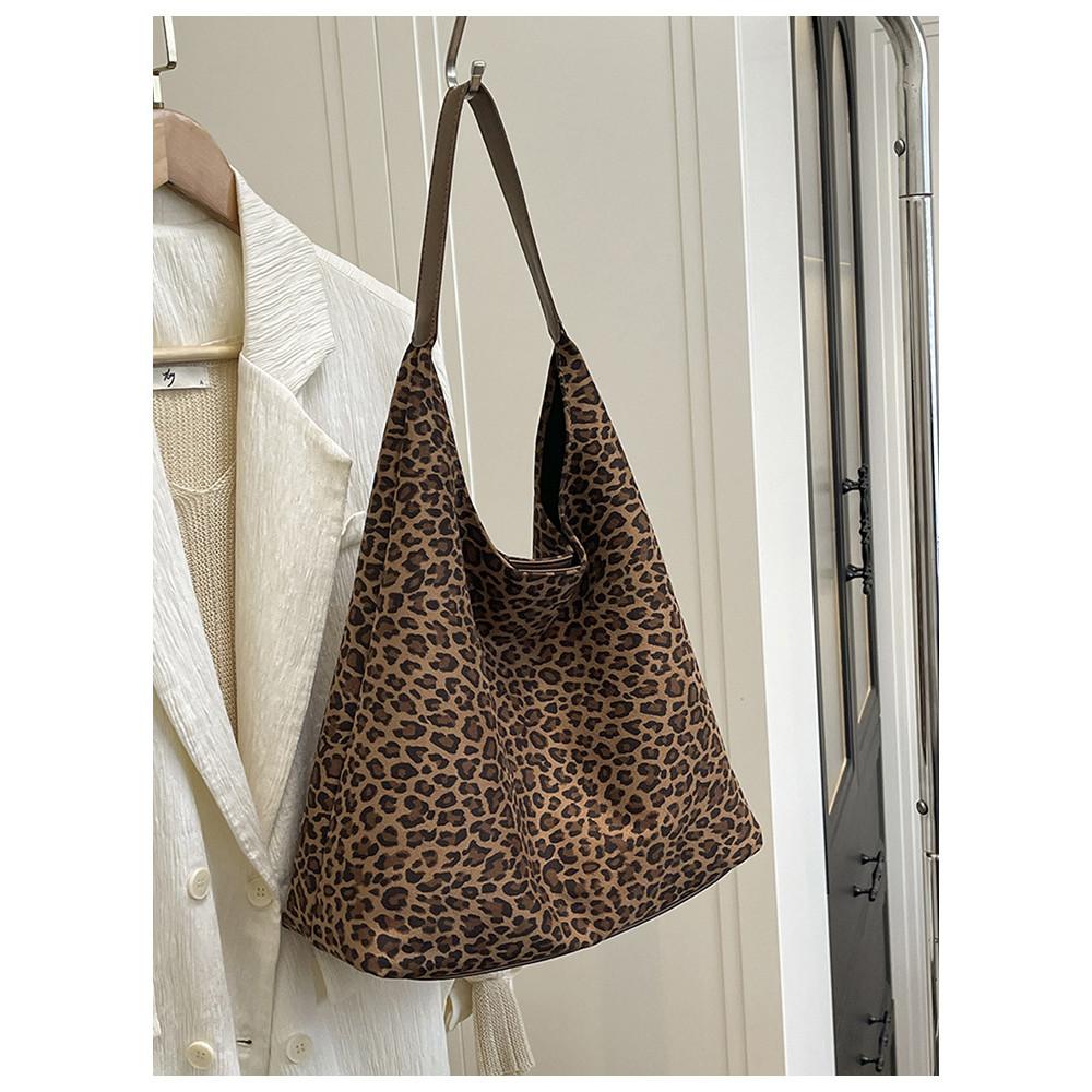 IELGY Ladies Underarm Bag Casual Loose Feeling Large Capacity Retro Leopard Print One-Shoulder Commuter Tote Bag