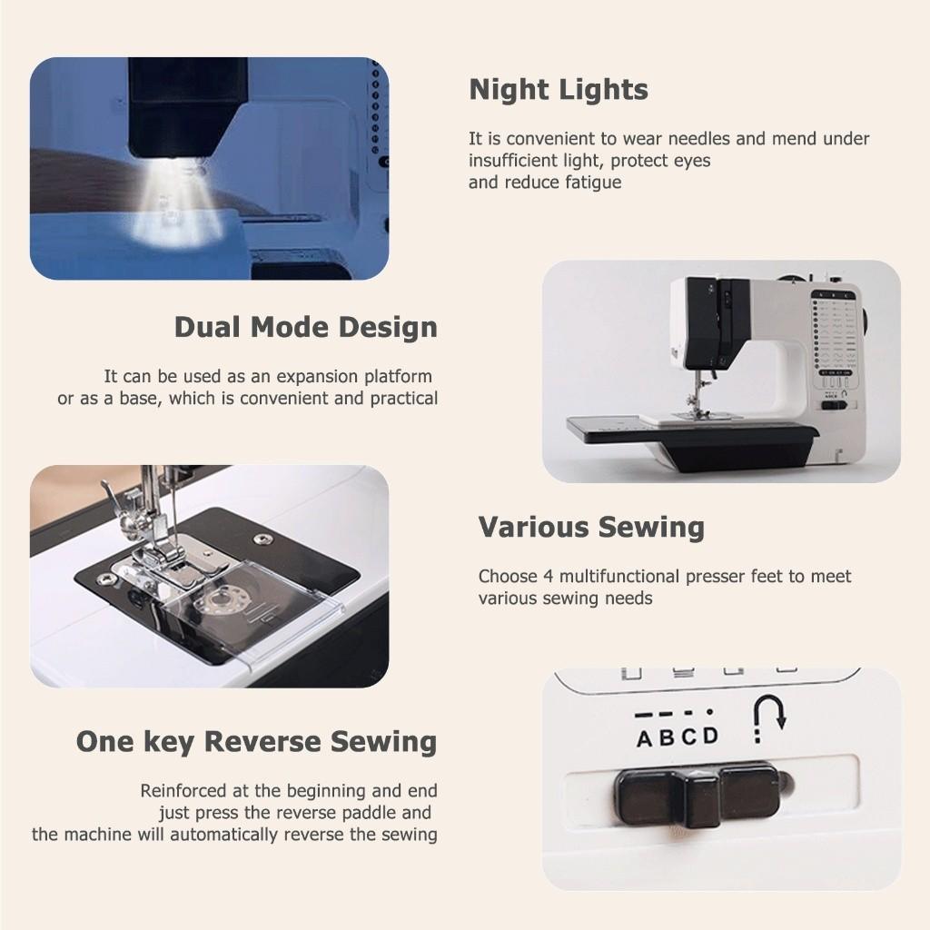 38 Stehů Mini Šicí Stroj Elektrický Šicí Stroj s Dvojitou Nití s Prodlouženým Stolkem EU