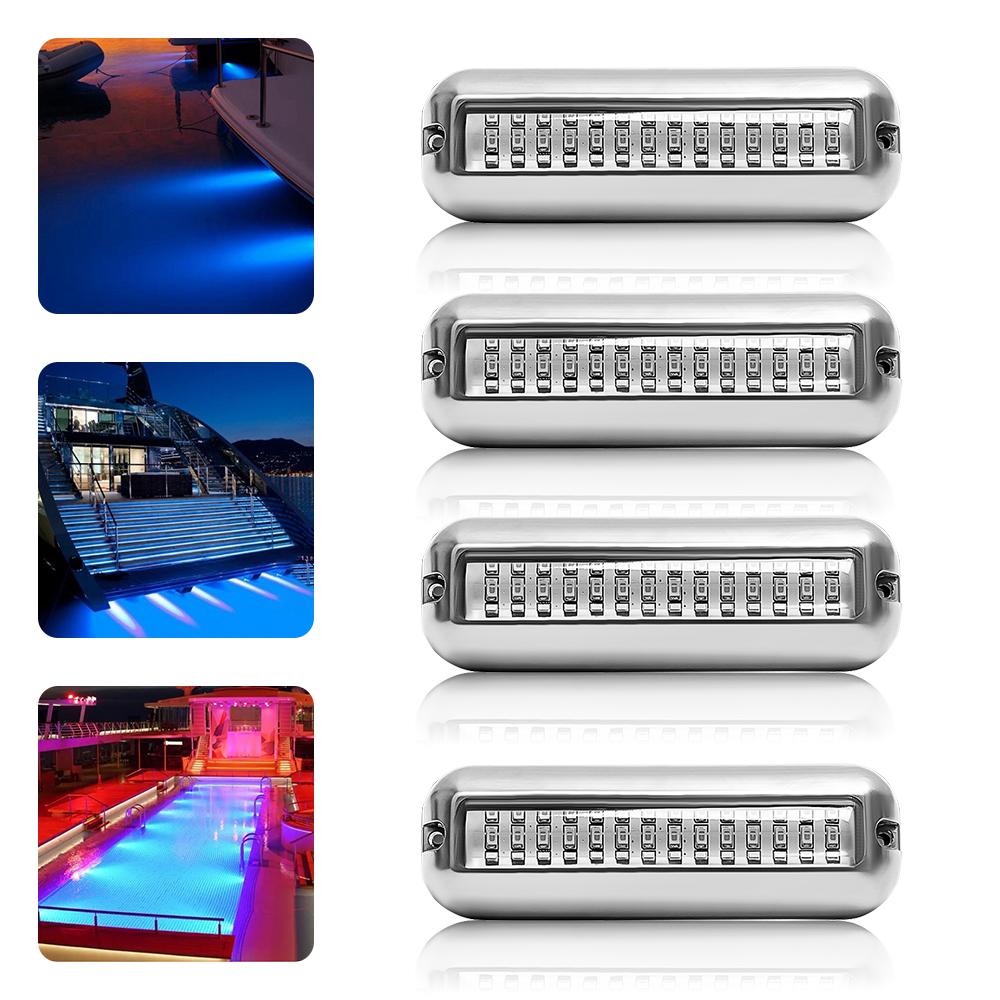 1-4Pcs 42LED Yacht Underwater Light Stainless Steel Marine Navigation Light IP68 Waterproof Marine Boat Lamp Yacht Accessories