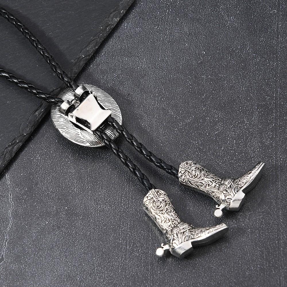 Zinc Zinc Alloy Cowgirls Shirt Neck Pendant High-end Leather Rope Tie Decor Cowboy Hat Boots Necklace Daily