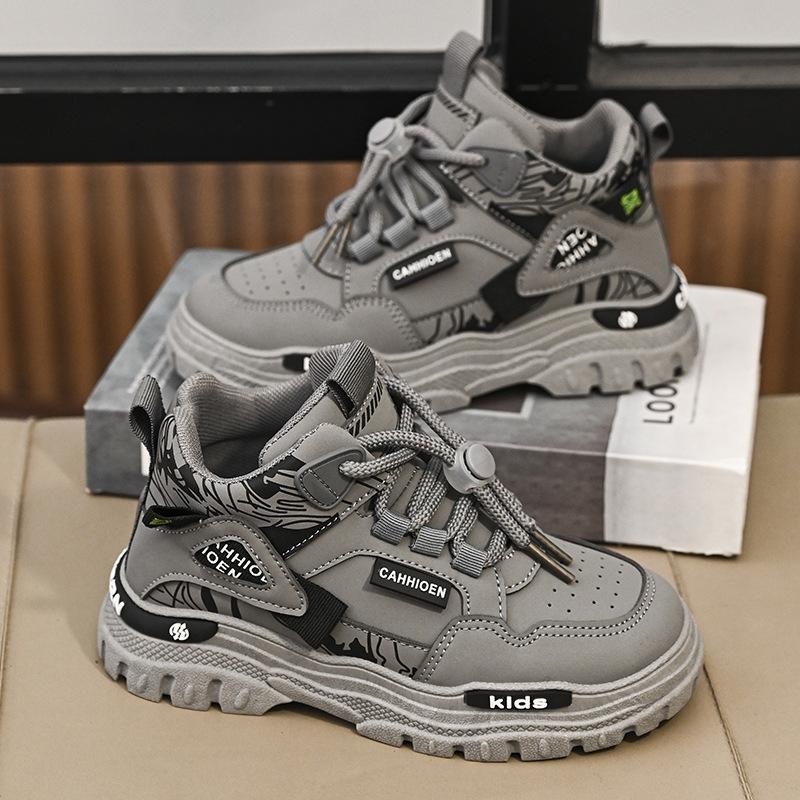 

Детские ботинки Martin, короткие ботинки, весна и осень, в иностранном стиле, для девочек, одинарные ботинки для мальчиков, водонепроницаемые, для активного отдыха, для малышей, большие желтые ботинки, спортивные, трендовые 32 серый