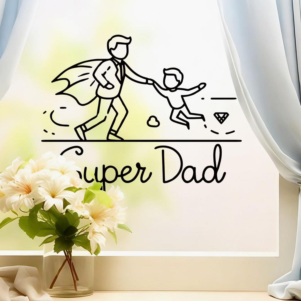Self-adhesive SUPER DAD Wall Stickers Father’s Day Party Decoration for Home Celebration