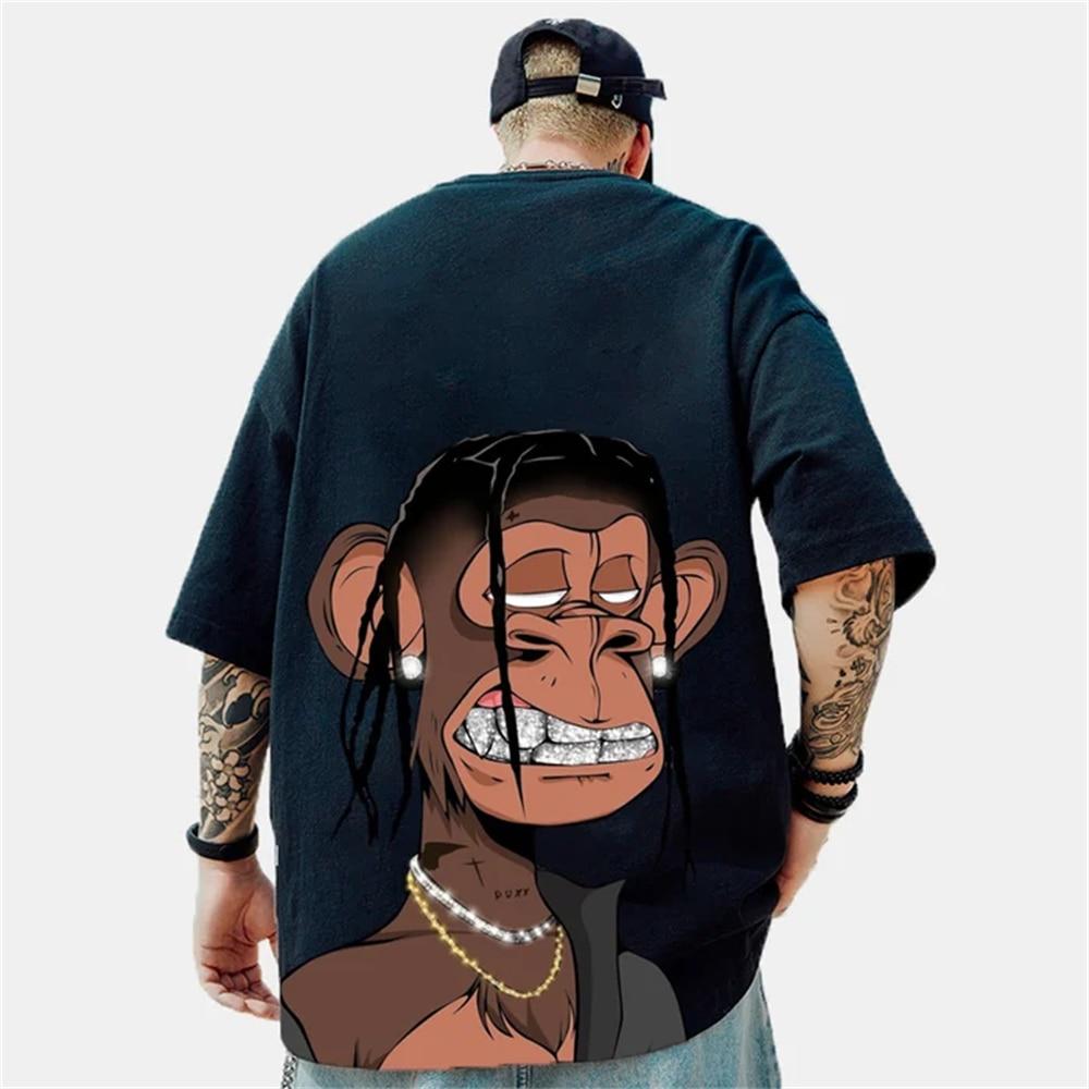 T-Shirt for Men's 3d DJ Monkey Print T Shirt Top Pullover Summer Vintage Fashion Casual Streetwear Oversized Male Clothing