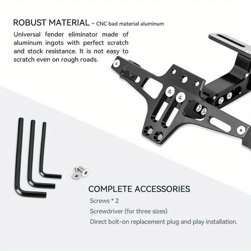 Motorcycle License Number Plate Holder Frame with LED Light CNC Aluminum Adjustable Moto Accessories Turn Signal Light Bracket