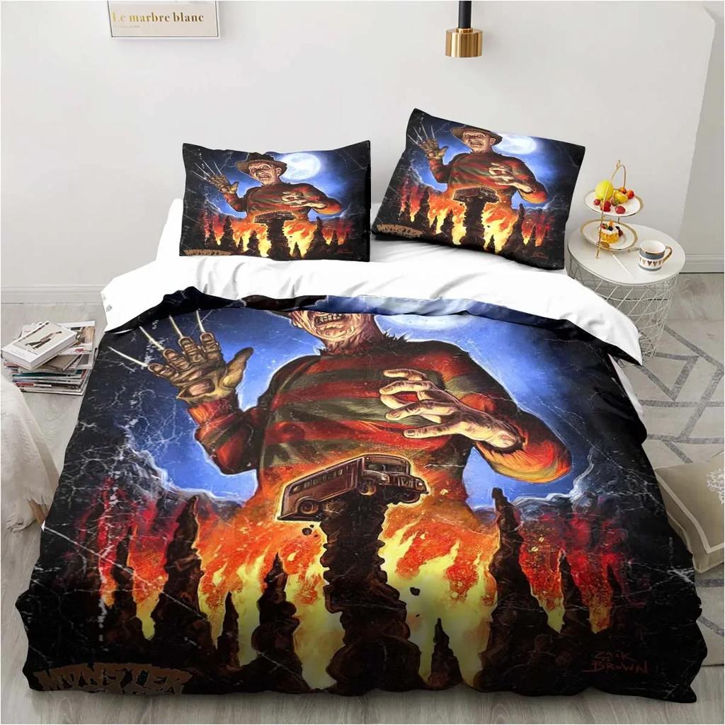 Horror Movie Cover Digital Print Polyester Bedding Sets Child Kids Covers Boys Bed Linen Set For Teens King Size Bedding Set