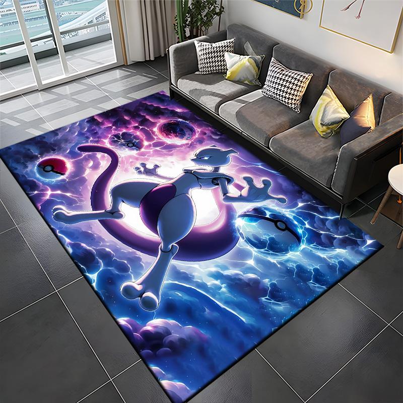 Pokemon-Mewtwo Cartoon Anime Muster Teppiche Schlafzimmer Spielmatten Schlafzimmer Dekor Teppich Wohnzimmer Teppich Krabbeldecke Feiertagsgeschenk Teppich