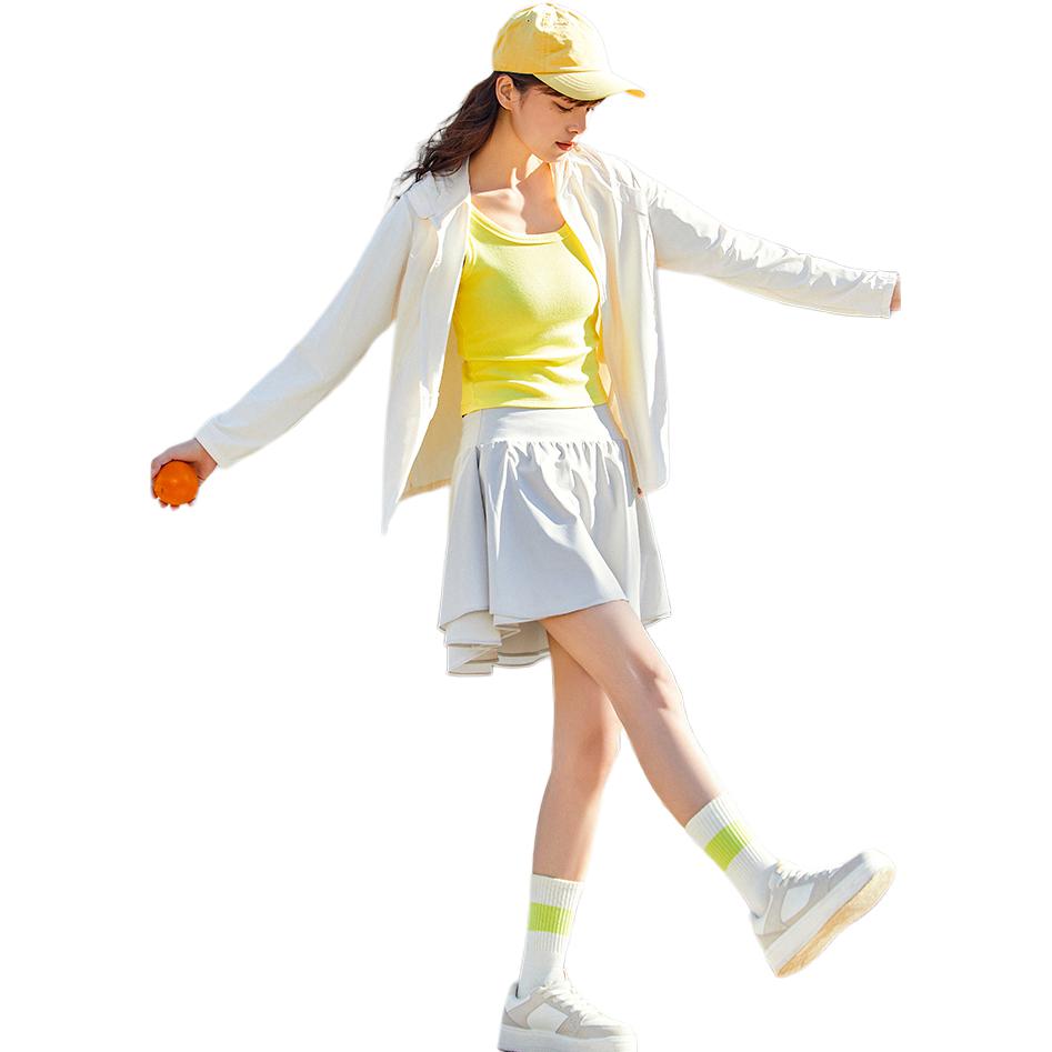 Anta Training Series Solid Color Zip-Up Hooded Loose Sports UV Protection Sun Protection Jacket Women Jackets Corn-White 162427705-1