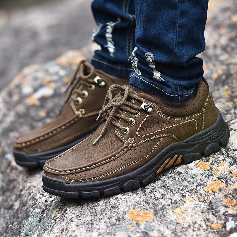 Newest Vintage Oxfords Nature Leather Men'S Handmade Shoes Breathable Hiking Shoes Brand Casual Outdoor Luxury Men Designer Loafers