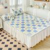 Summer Latex Cooler Set of Three Bed Skirt Model Ice Silk Cooler Cool Feeling Solid Colour Cooler Foldable Bed Mat